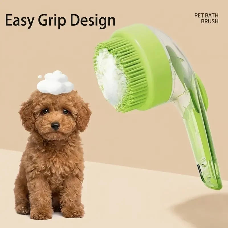 2-in-1 Pet Bath Brush with Soap Dispenser